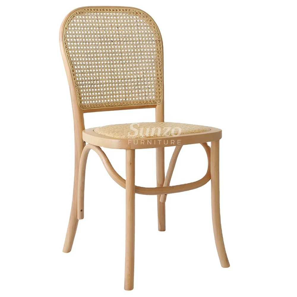 Cane Rattan Dining Chair Wood Natural Solid Hotel Furniture Modern Wedding Chair Antique for Weddings and Events Available 1 Pc