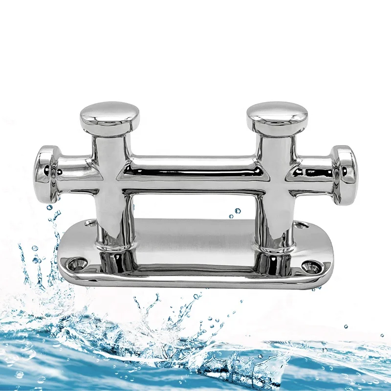 2023 new best-selling mirror polished 316 stainless steel double cross small bollards for yachts speedboats and fishing boats