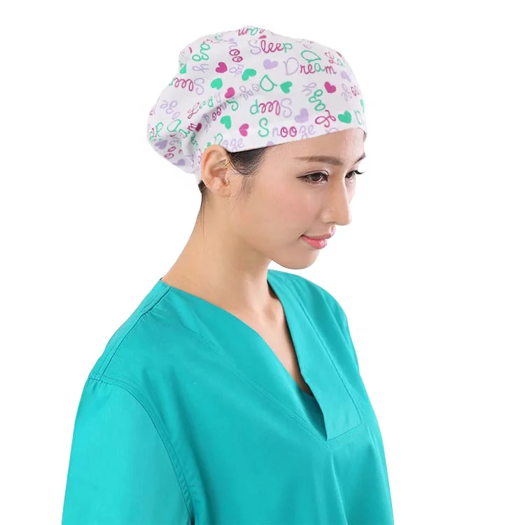 custom cheap print surgical doctor nurse hair cap hospital uniforms medical scrubs caps