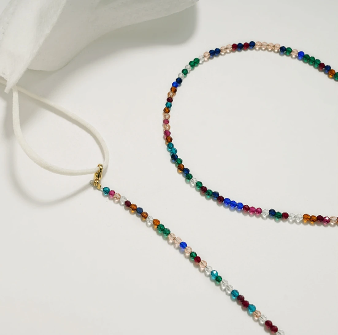 Colorful Crystal Bead Glasses Chain Sunglasses Holder Face Mask Retainer