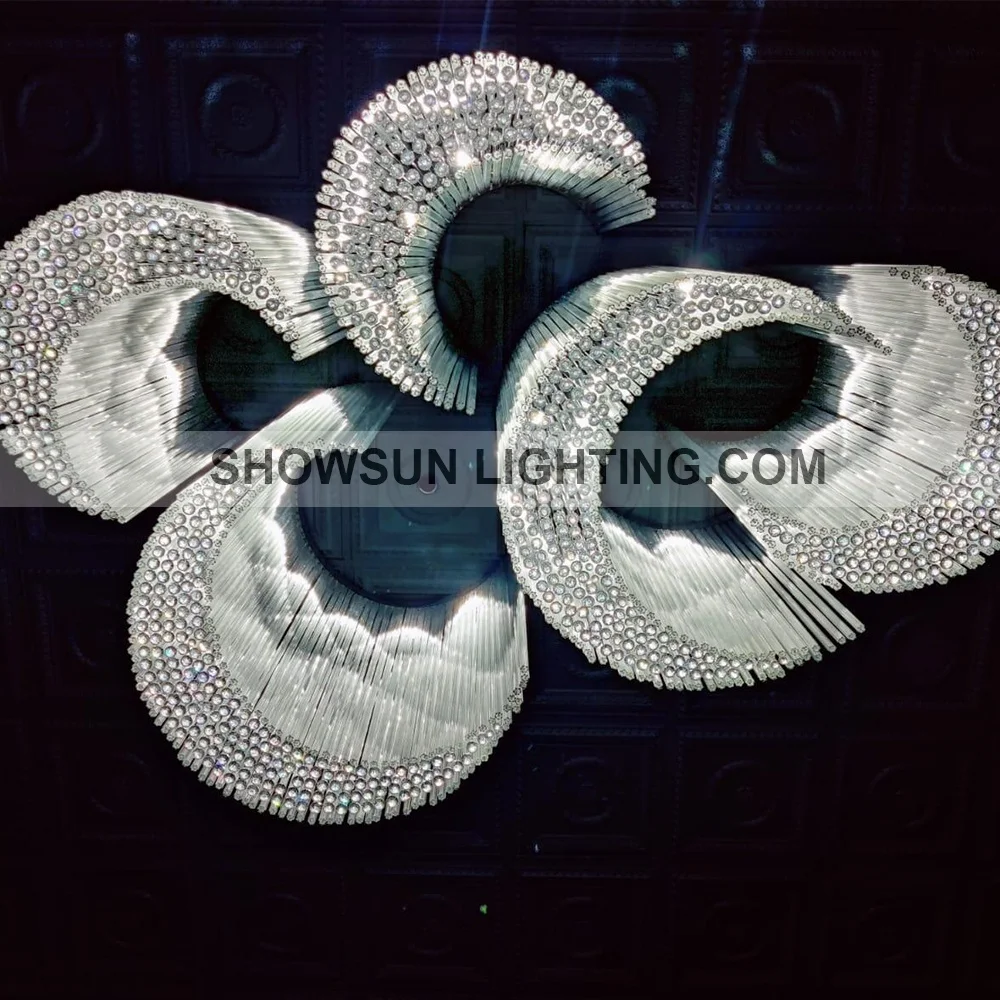 Customized hotel lobby large round chandelier banquet hall flush mount k9 crystal chandelier