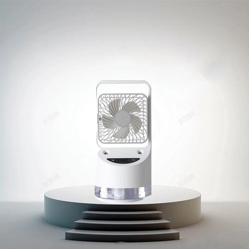 New Water Cube Humidification Fan USB Rechargeable Mini Air Conditioner Fan Double Spray Air Cooler Small Air Conditioner