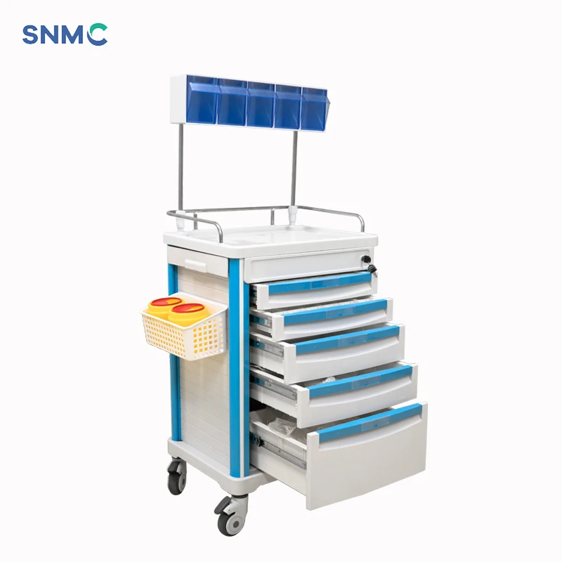 Hospital Furniture ABS Plastic Anesthesia Medicine Medical Cart Emergency Treatment Drug Trolley