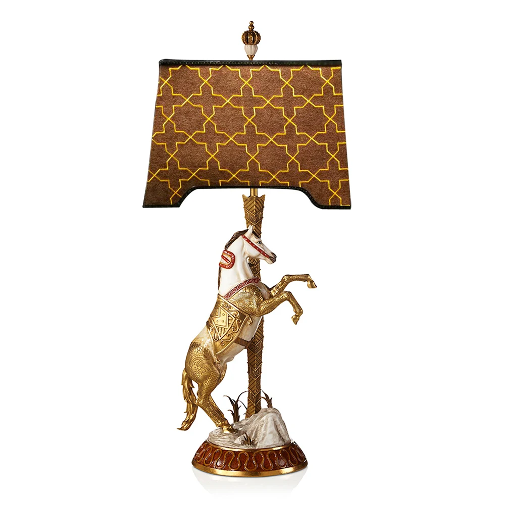 Classic Baroque Style Gilt Bronze Pedestal Feather Ornate Table Lamp with Beautiful Drum Lampshade