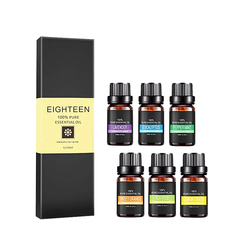6 Bottles Essential Oil Kit 100% Pure Essential Oil Wholesale Treatment Grade Massage Essential Oil Gift Set