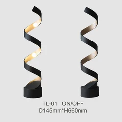 Modern Decoration Spiral Desk Lamp Bed Side Black Gold LED Table Lamp