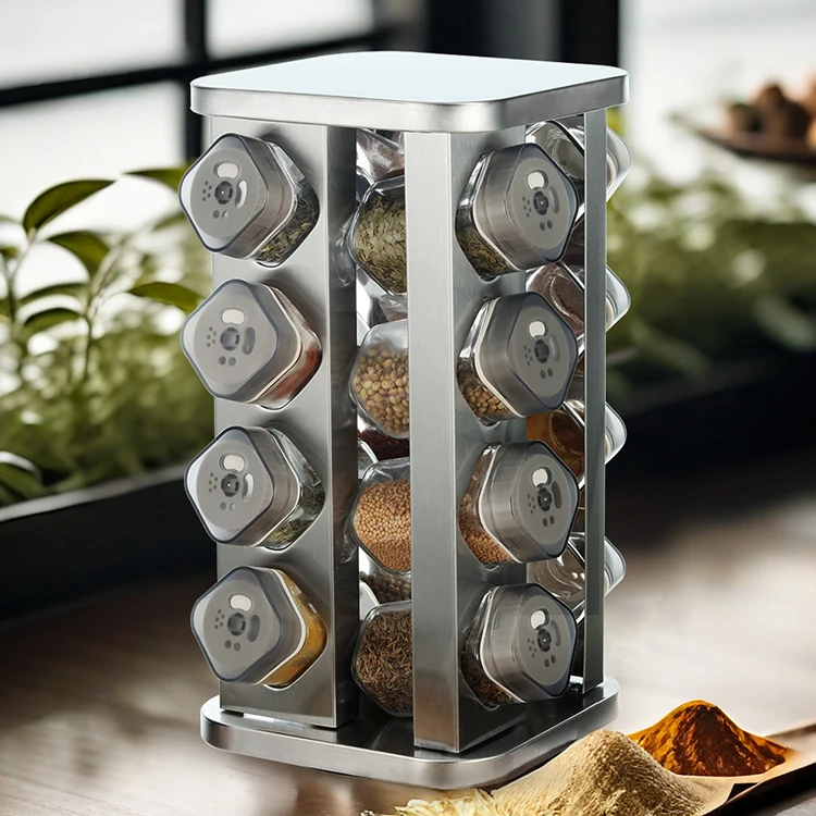 supplies custom countertop lazy susan turntable metal rotatable revolving spice condiment jar storage rack organizer set