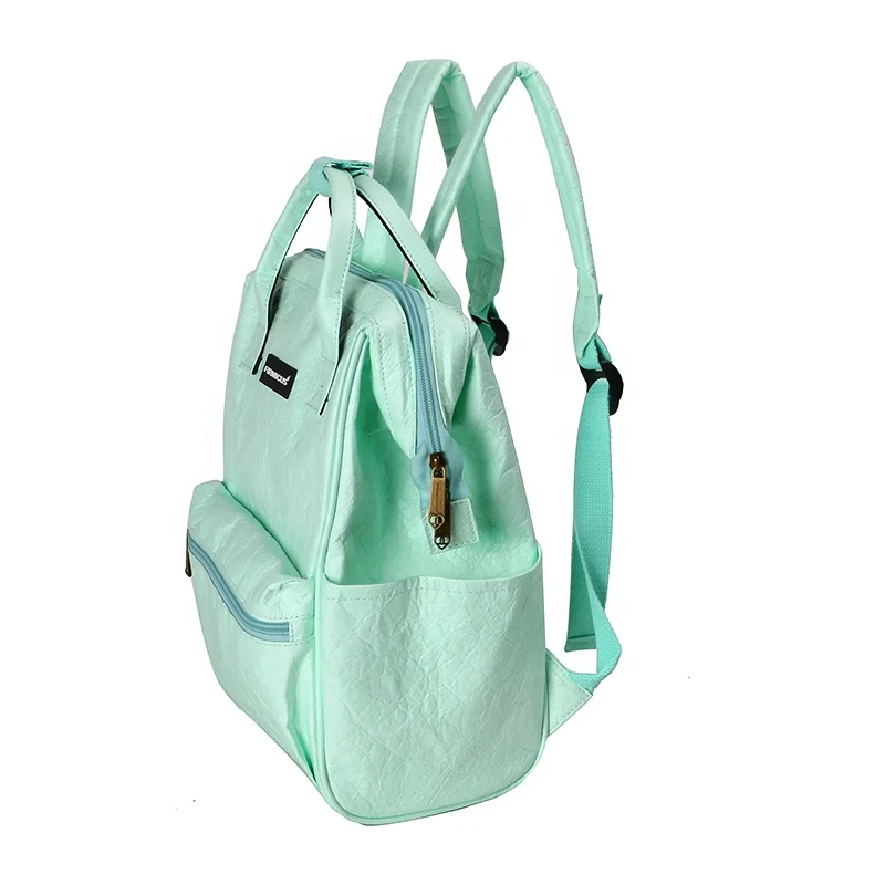 High quality Fashion manufacturers custom waterproof and eco-friendly large capacity GREEN Tyvek paper backpack