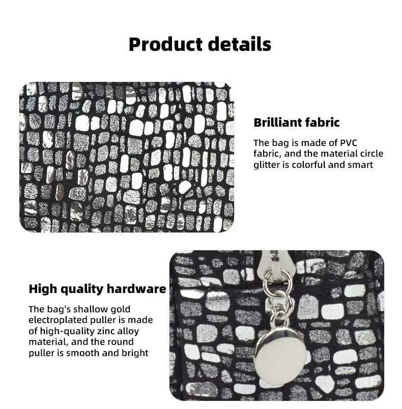 Wholesale Cosmetic Organiser Bag Sequin Clutch Custom Cosmetic Bag PVC Trendy Glitter 3 Piece Nightclub Clutch Bag