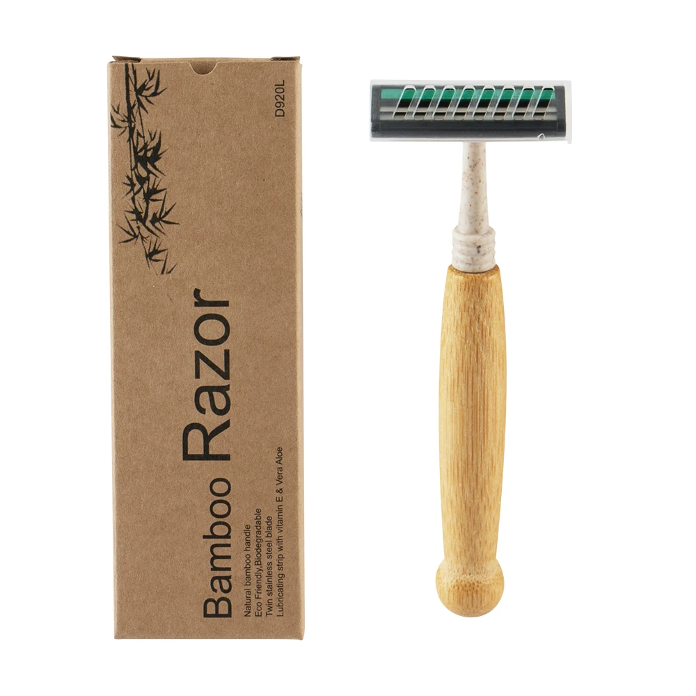 Bamboo handle Razor Wheat straw twin blade razor for hotel shaving eco-friendly