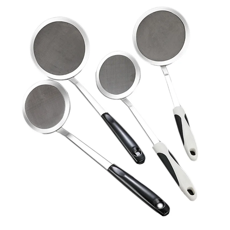 Wholesale kitchen accessories 304 Stainless Steel  mesh strainer Large colander oil filter spoon