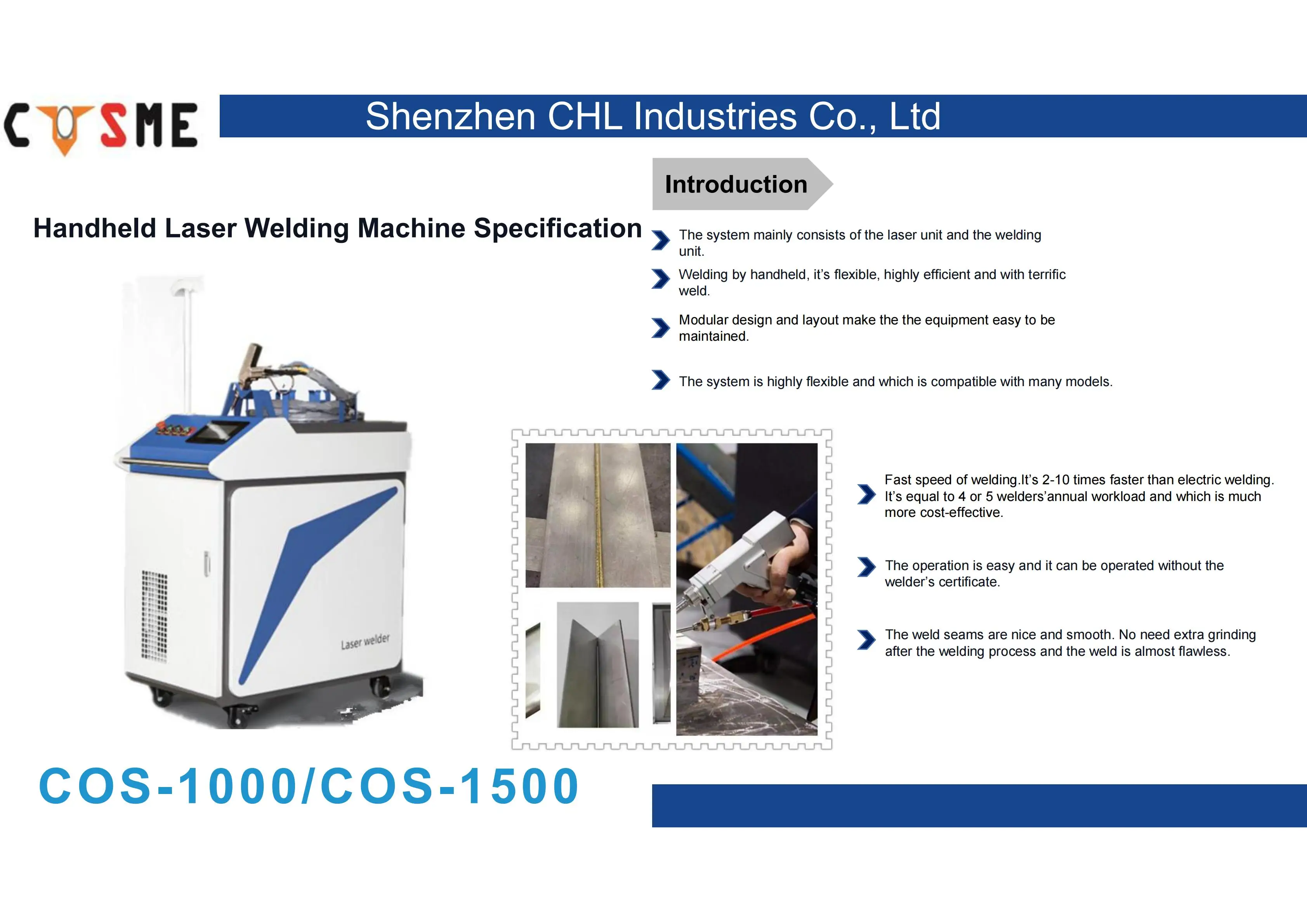 Ручной аппарат для сварки Волоконным лазером COS1000 может сварить любой материал включая алюминий
