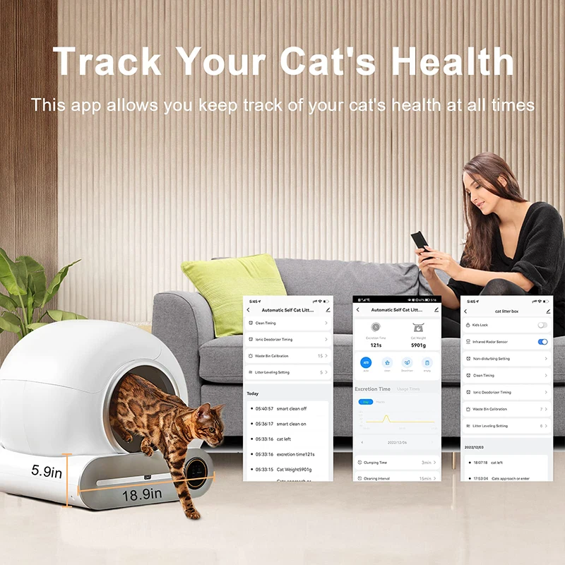 Sogifo Smart Design With App Control Automatic Self-cleaning Cat Litter Box Closed Auto Intelligent Cat Toilet