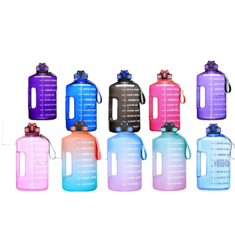 Custom 64oz Motivational Large BPA-Free Water Bottle Jug 1 Gallon Sports Jug with Comfortable Silicone Nozzle for Gym Use Adults