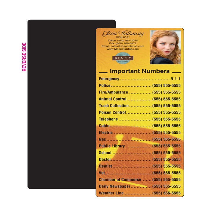 Real estate important number magnet,Marketing Important Phone Numbers Refrigerator Magnets,REAL Emergency Contact Numbers Magnet