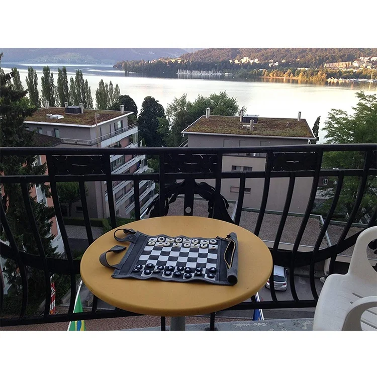 themed leather vintage chess set mat pressed leather chess board chinese luxury tournament folding customized