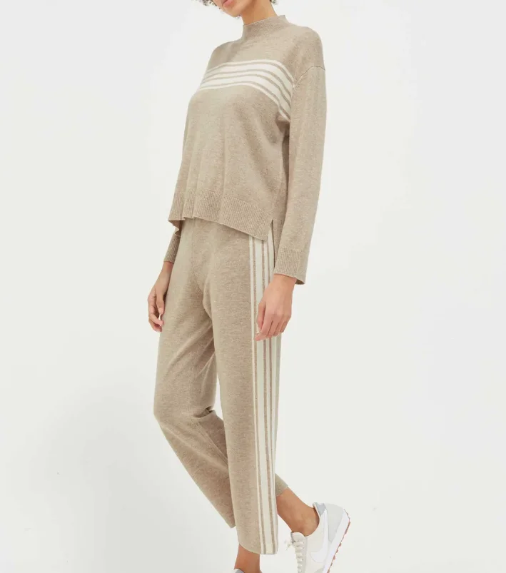 luxury high quality clothes custom love stripe wool 100% pure goat cashmere sweater pullover jersey women