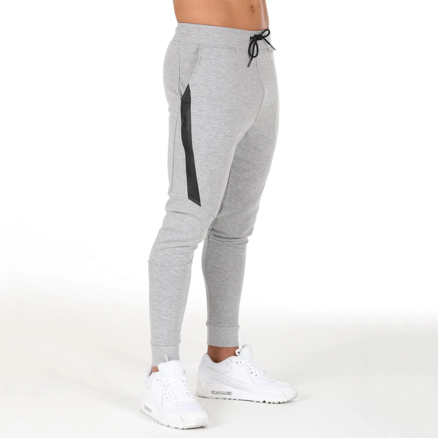 Jogger Men Fitness Cotton Tech Pants Wholesale Drawstring Plus Size Sports Custom Pockets Casual OEM Service Sweatpants Flat Mid