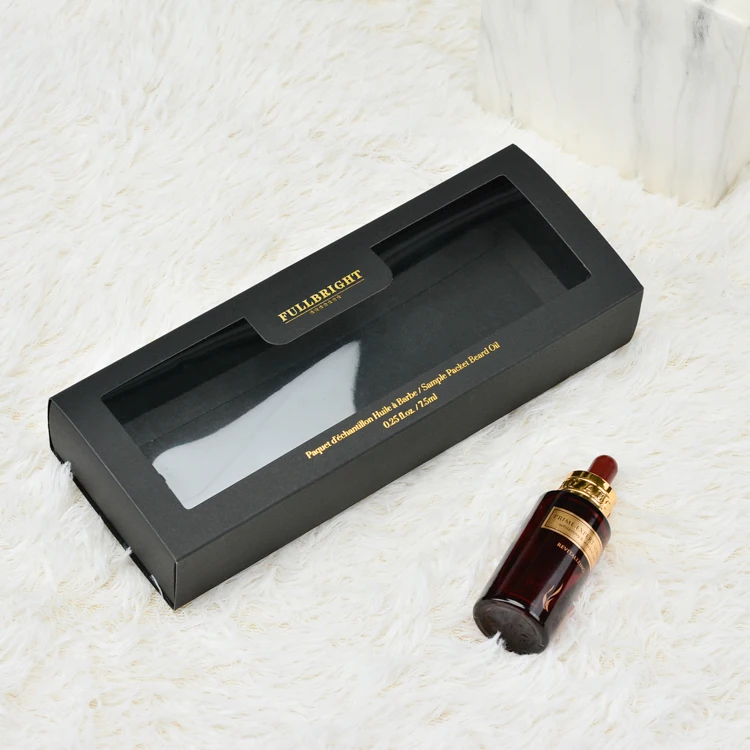 Customized Logo Printed Black Verpackung Gift Packaging Kraft Paper Box Luxury Clear Lid PVC Window Drawer Gift Box