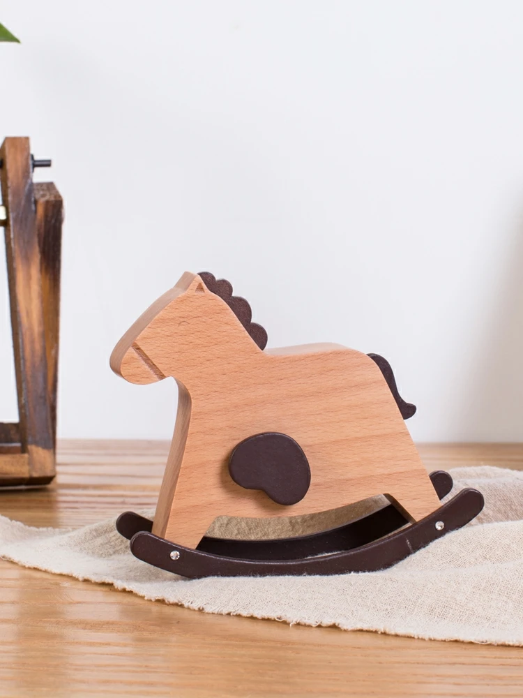 cute animals beech wood christmas gifts wooden music box