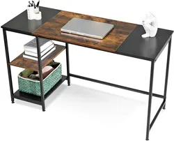 Modern Style Home Work Study Steel Frame Computer Desk Bedroom With Storage Shelf