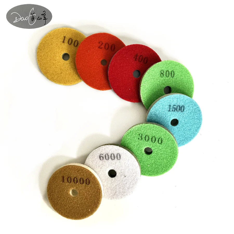 Daofeng 2023 Diamond Marble Polishing Pads 100mm 125mm 150mm OEM Customizable Fiber Stone Abrasive Pads Indian Stone Polishing