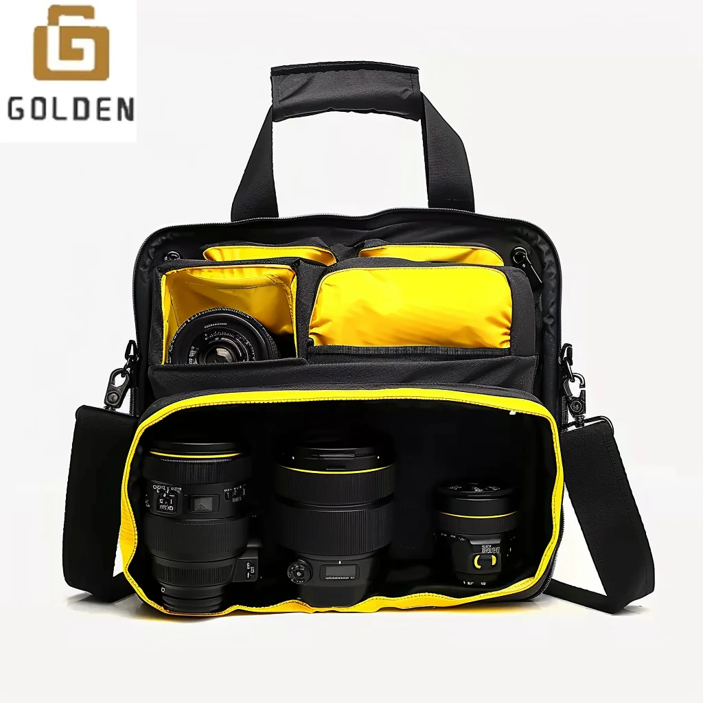 Golden Fashionable shoulder backpack Cross-Border Popular Shoulder Digital Camera Bag Outdoor Nylon