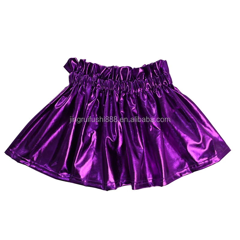Boutique Kids Girls Pure Colors Pleated Skirts Multi Options Children Metallic Leather Skirt