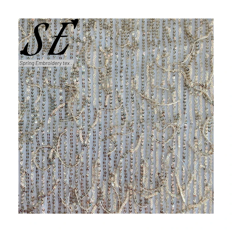 
 Wholesale Sequin Fabric 3mm Couple Glitter Sequin Embroidery tassel Fabric Color Dress Tulle Stretch Fabric Sequins 210325  