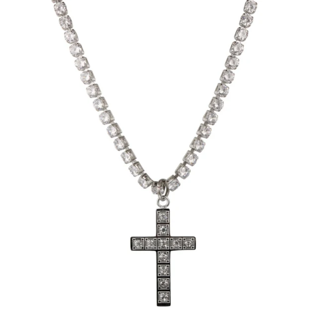 
Shiny Jewelers USA Mens Iced Out Cz Ankh Cross Hip Hop Pendant 3mm 16
