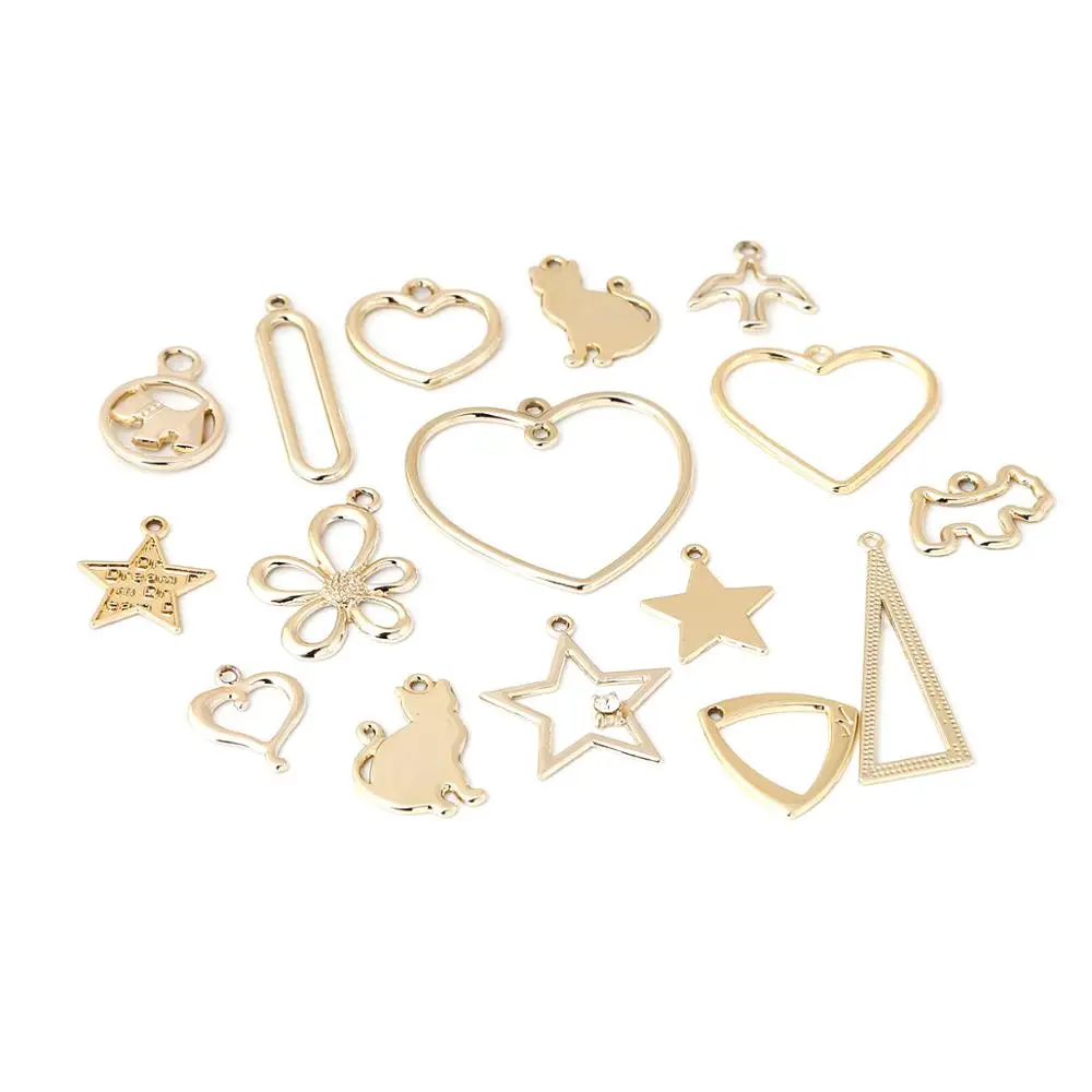 8-10 шт./лот смешанные формы сердце цветок звезда полые треугольные животные Круглые Подвески шармы Ювелирные изделия фурнитура для «сделай сам» серьги материал