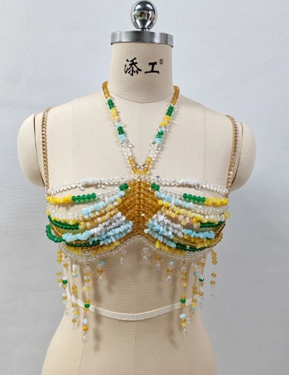 A9242 Fashionable Handcrafted Artisan Beads Women Tops Free Size Sexy Backless Ladies Accessories Tops