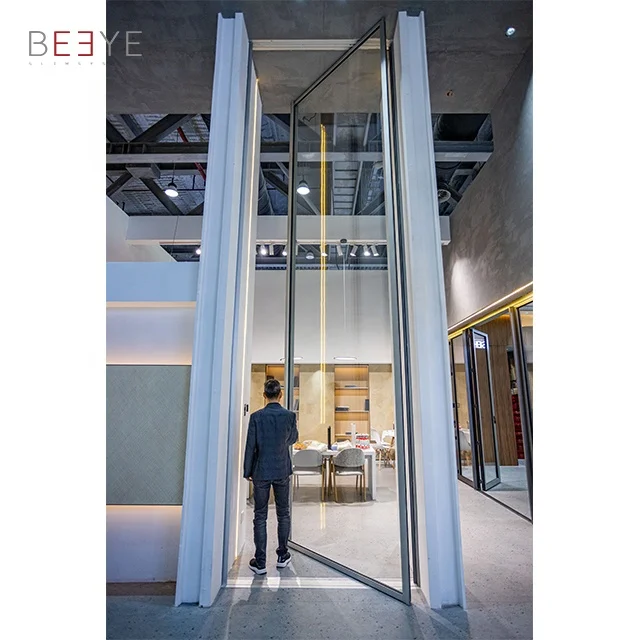 Business Glass door Custom storefront Color tempered glass entry entrance doors pivot door