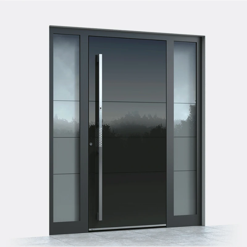 Luxury Villa Entrance Security Doors Aluminium Mental Front Exterior Doors Modern Stainless Steel Residential Pivot Entry Doors