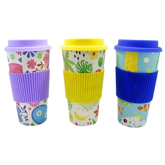 Free Custom LOGO Sample personalized travel australia modern reusable bamboo fiber eco coffee cup mug 16 12 oz with lid cover