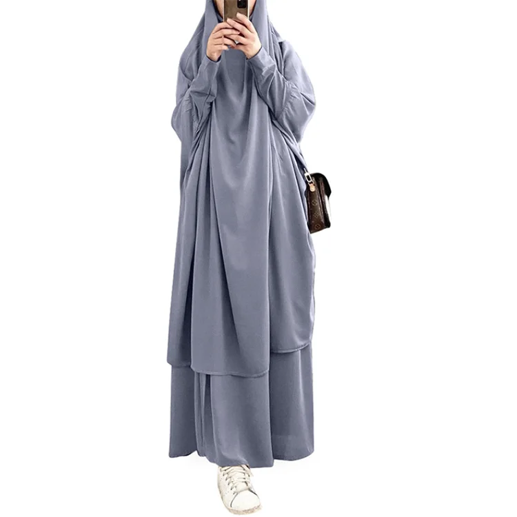 Factory wholesale new European and American big swing solid color robe dress muslim traditional dress 2 piece islamic clothing