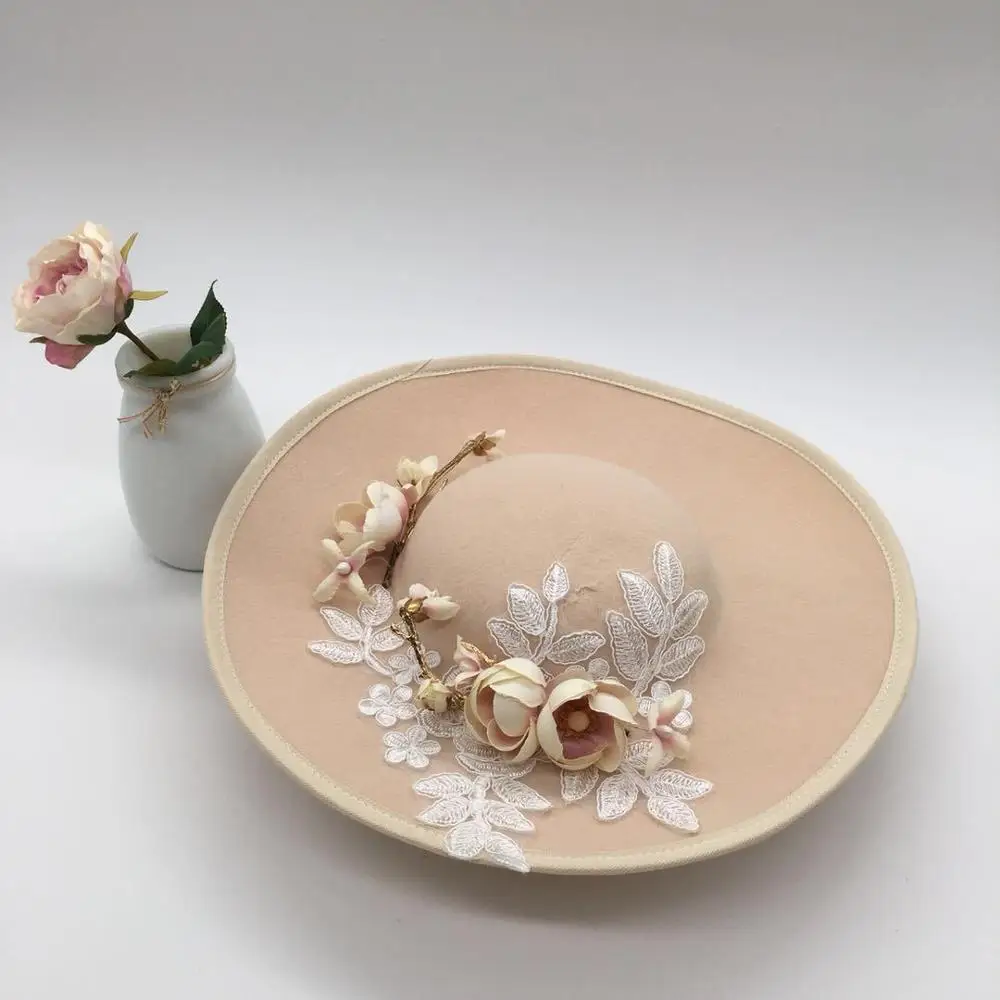 High Quality Ladies Wide Flower Fashion Hat For Women Party Elegant Church Hat