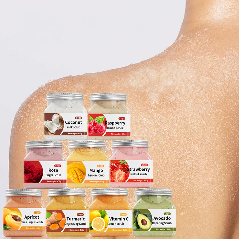 Wholesale Private Label Custom Natural Organic Exfoliating Whitening Moisturizing Shea Sugar Scrub Set Fruit Sugar Body Scrub