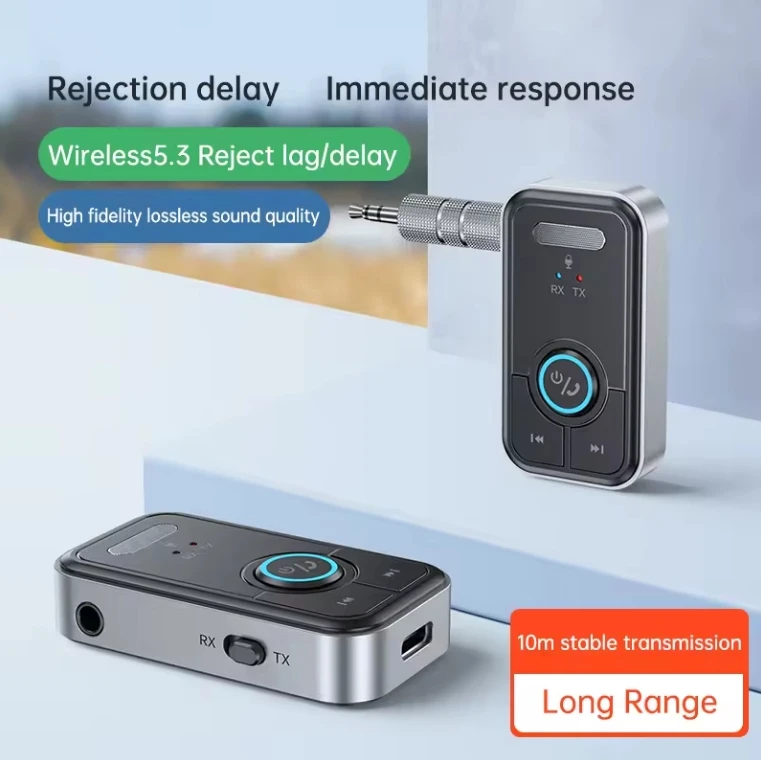 2 IN 1 BT AUX Adapter for Car Noise Reduction BT 5.0 Receiver for Music/Hands-Free Calls Wireless Audio Receiver