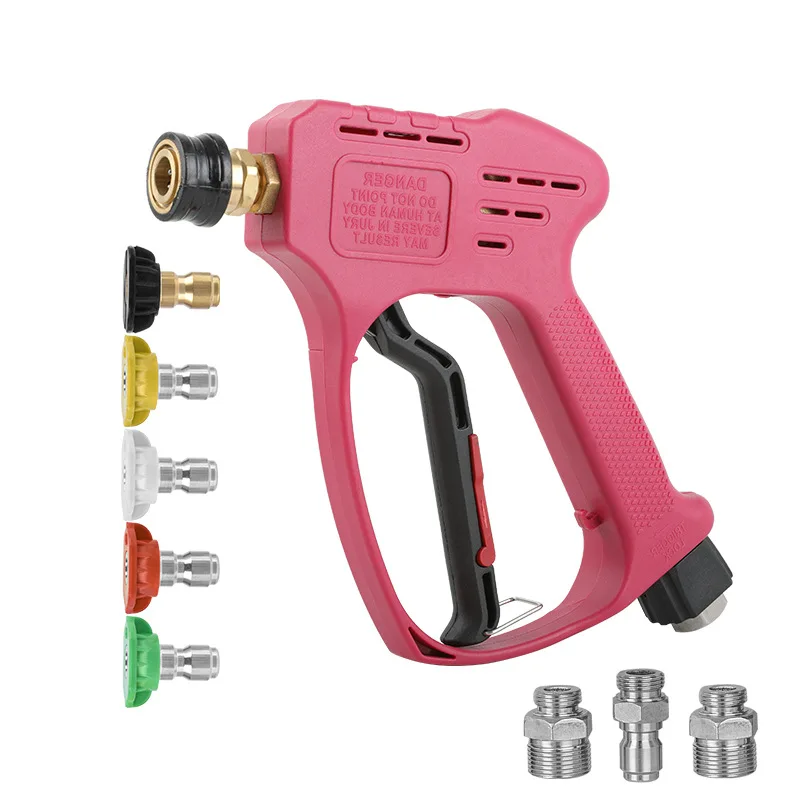 1/4 High Pressure Washer Gun 3000 PSI Car Wash Foam Spray Short Wand w/5 Nozzle