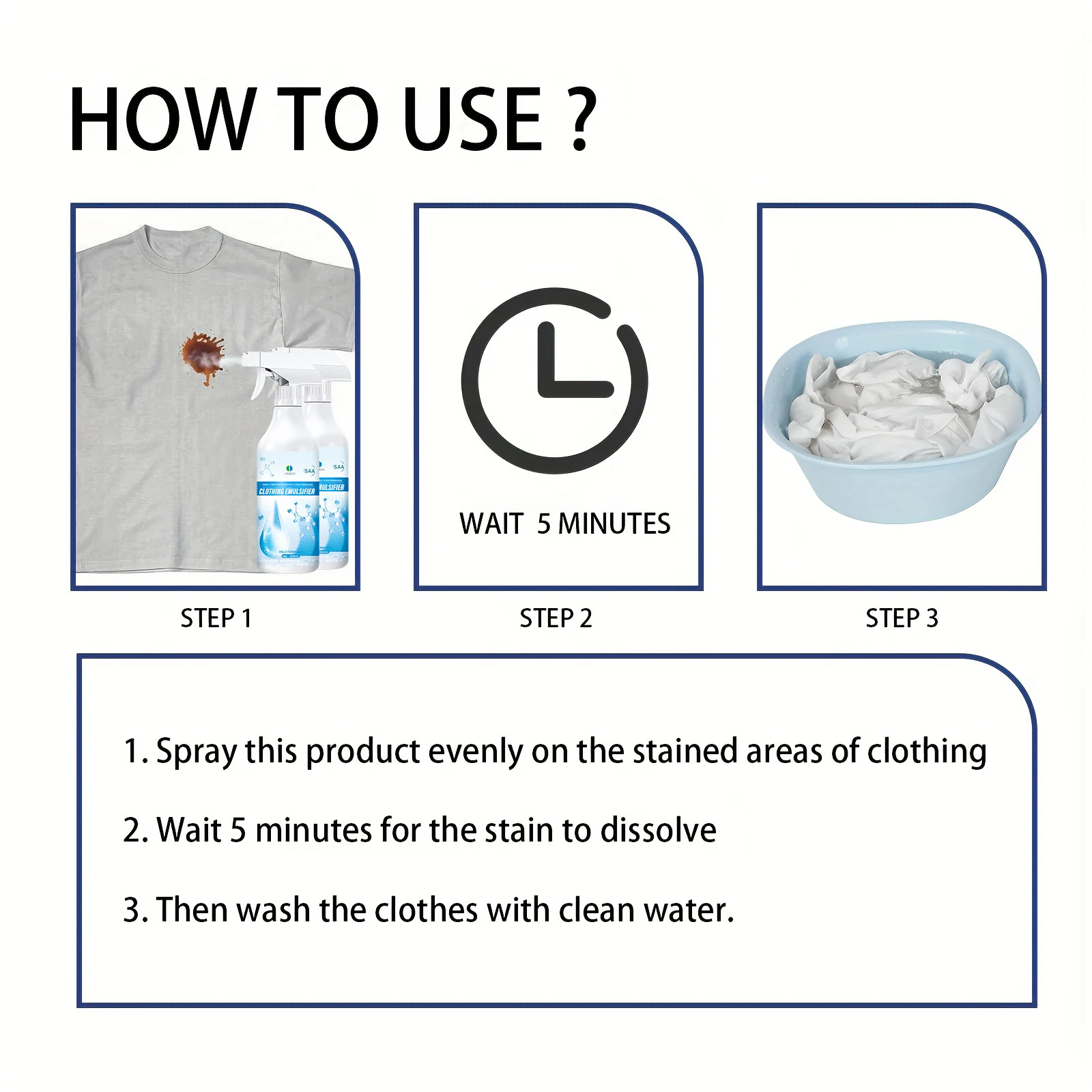 Non-ionic emulsifier for fast stain and grease removal Laundry Penetrating Cleaner