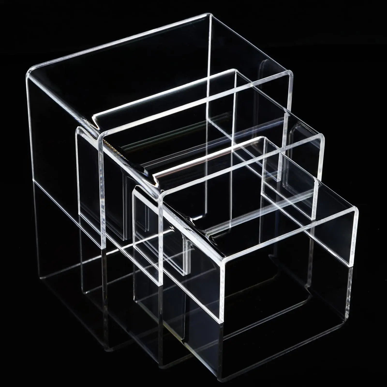 2 Sets Clear Acrylic Display Risers Jewelry Display Riser Shelf Acrylic Showcase Fixtures