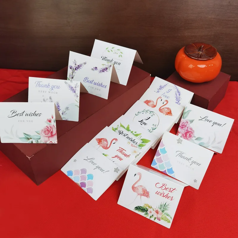 New High-End Listing Exquisite European Color Printed Cute Little Fresh Flower Shop Greeting Cards