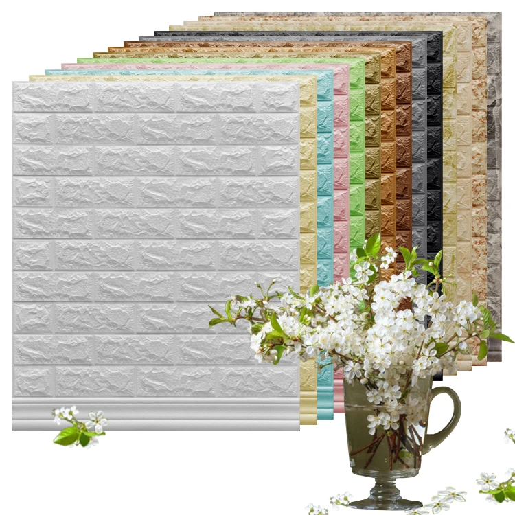 3d XPE foam wallpaper brick  mixed-colors home decor self-adhesive pe foam wall panel
