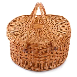 2022 Spring New design Wholesale OEM outdoor Camping handmade heart shape rattan basket picnic basket