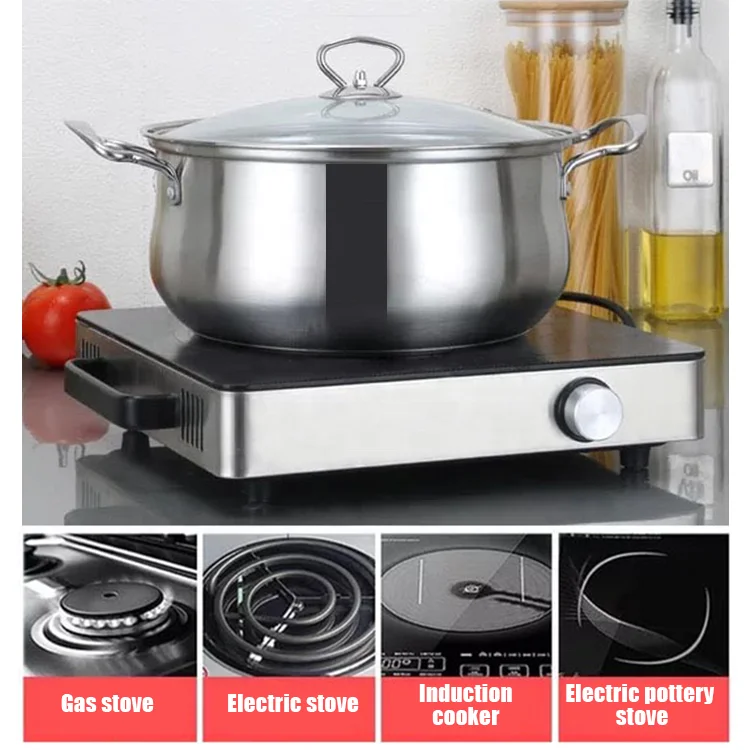 Good Quality Kitchen Juego De Ollas Cooking Pots Stainless Steel 201 Cookware Stock Soup Pot Set