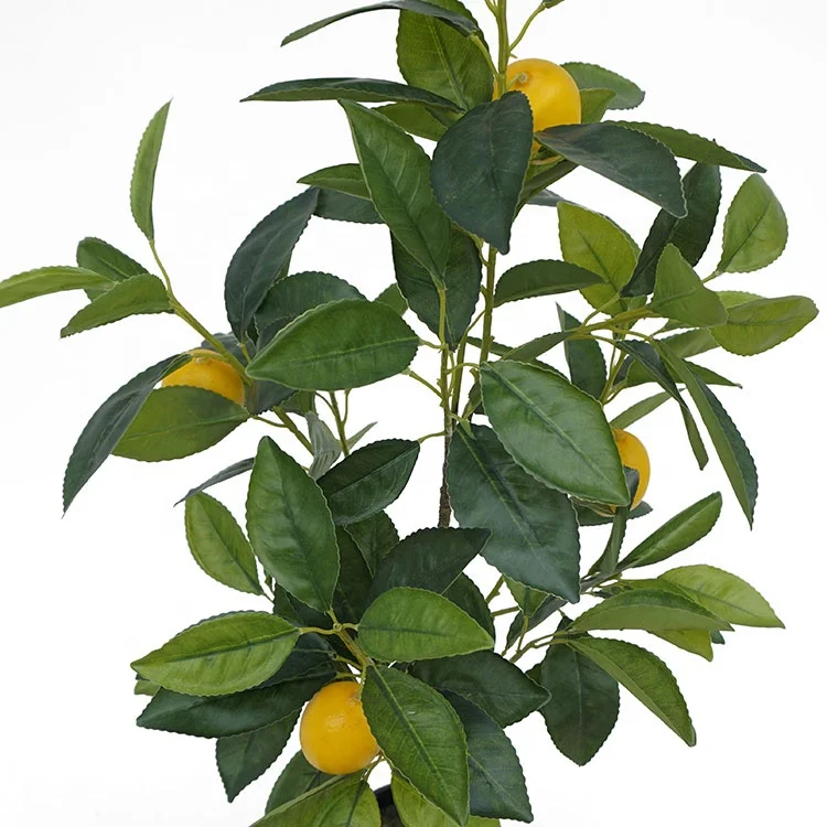 China factory direct sale faux potted lemon fruits tree 70cm Real touch artificial lemon tree in plastic pot for decor