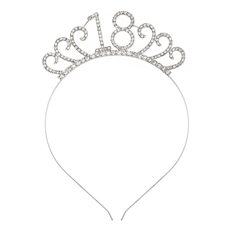 FG085 18st Girls Birthday Crown Party Supplies Rhinestone Tiara For Birthday Party Decor Crystal Birthday Headband