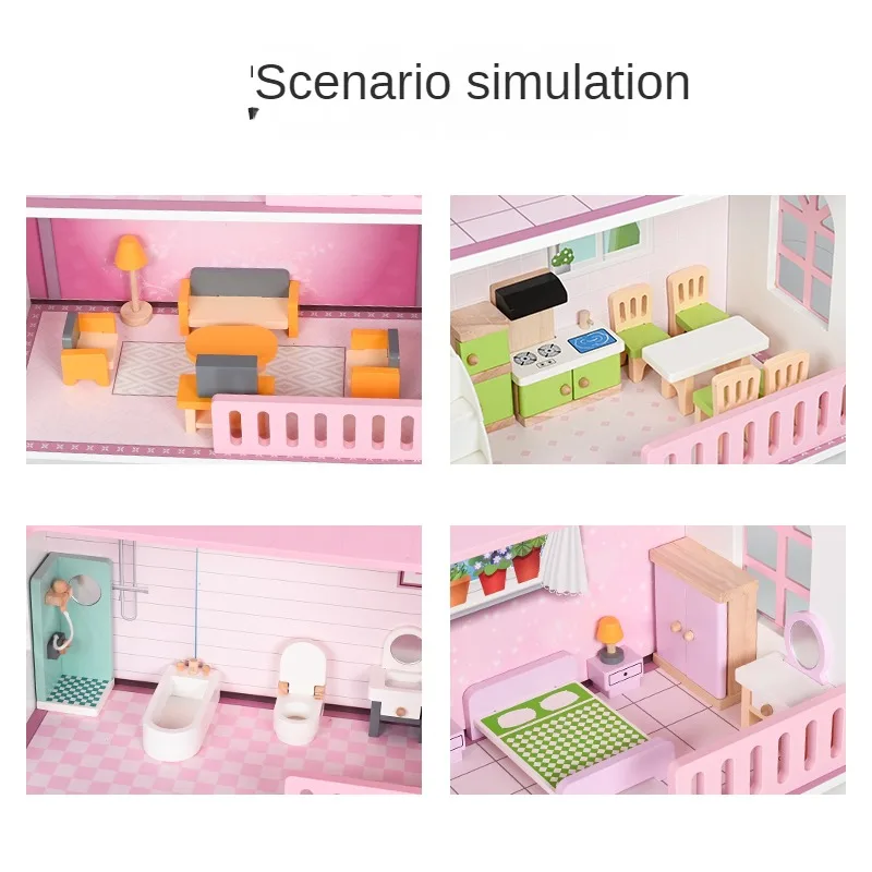 2023 New arrival stock children dress up toy girl DIY doll house Princess Castle big villa cottage girl toy wholesale