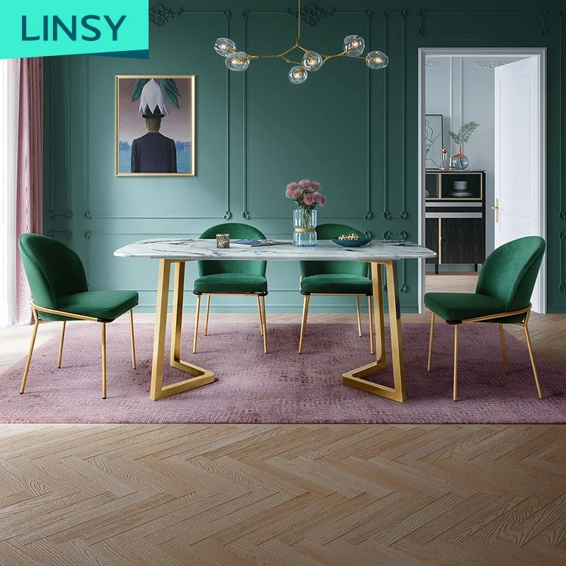 factory price modern living dinner table set chair dining room marble dining table marble